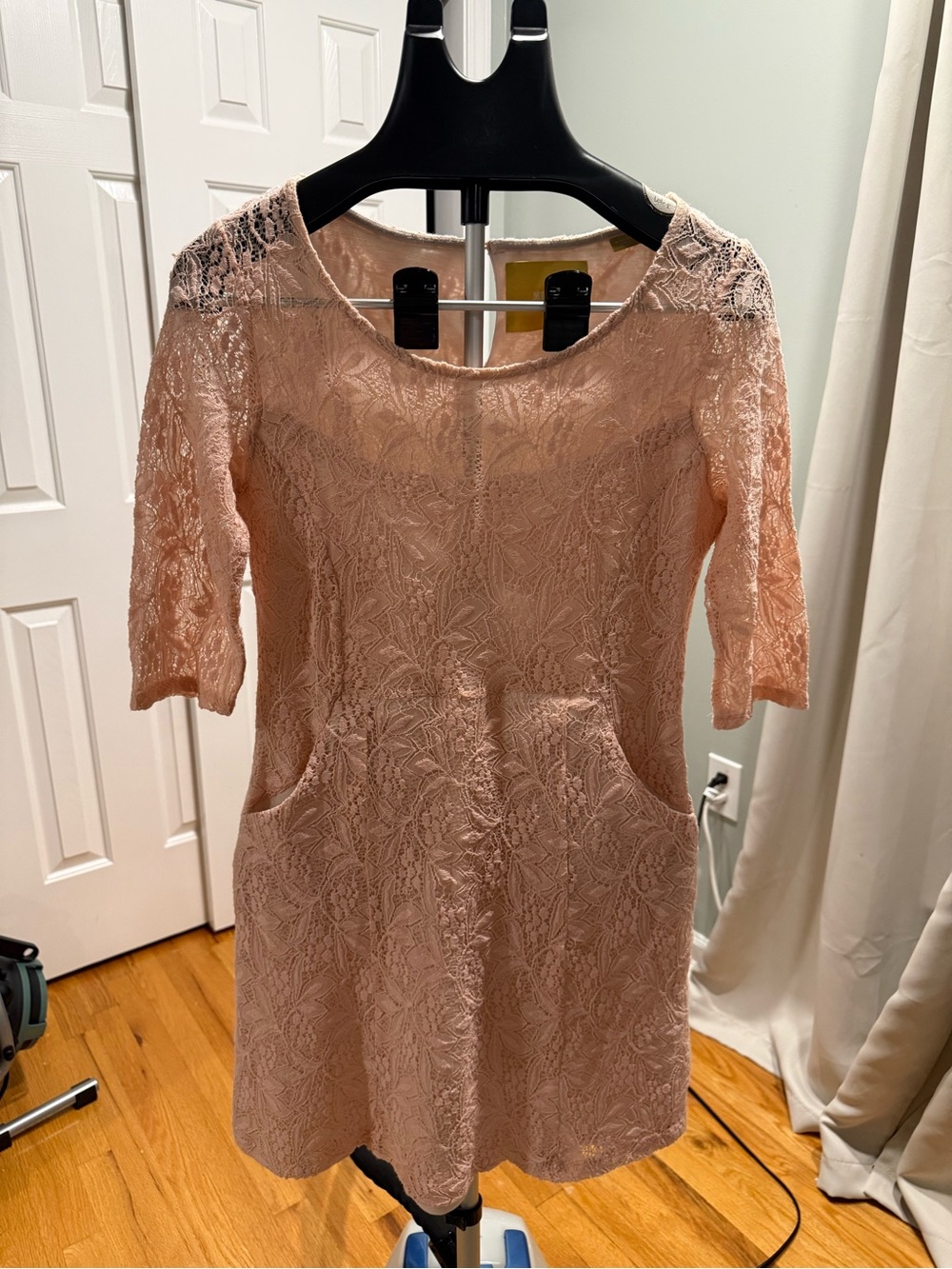 Maeve Anthropologie Blush Pink Lace Sheath Dress Women’s Short Sleeve Coquette